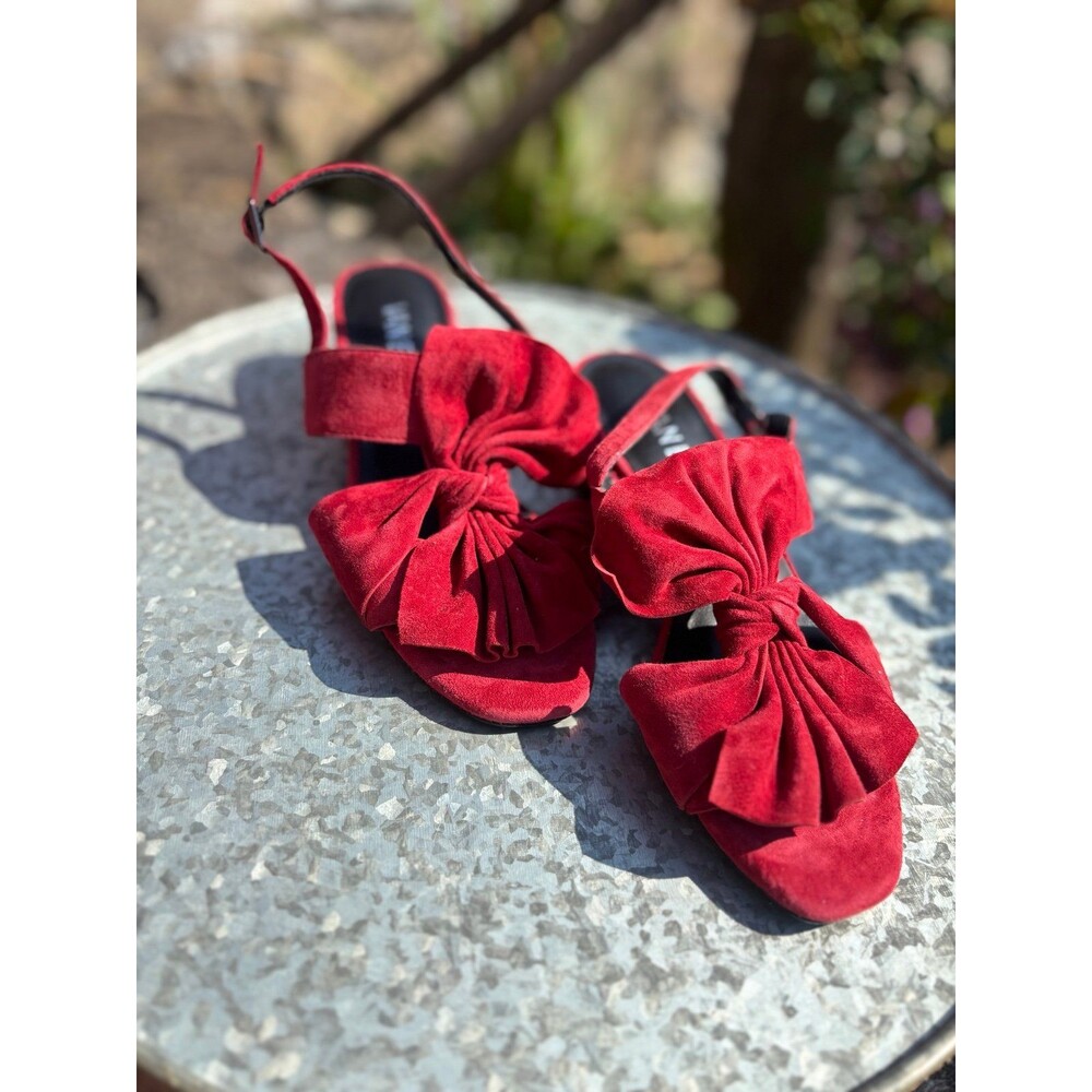 Vaneli Red Open Toe With Bow Women's Size 4M Strapped Dress Up Sandals